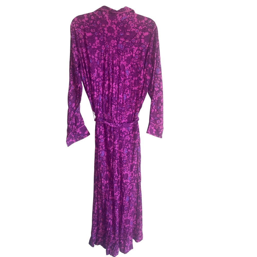 Anthropologie Floral Jumpsuit Womens Small Purple Pink Long Sleeve Wide Leg - Picture 2 of 7